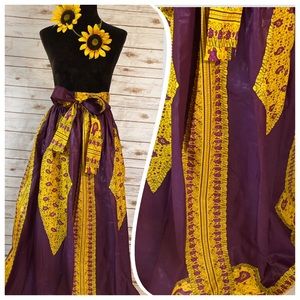 Purple & Gold African Print Maxi Skirt